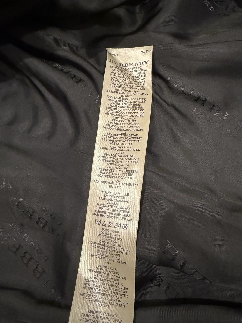 Burberry Prorsum Double-Breasted Wool & Leather Trench Coat in Dark Green - Picture 7 of 9